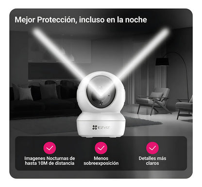 Pack 2x1 Cámara Seguridad Wifi H6c Pro 2k Interior Ezviz Blanco