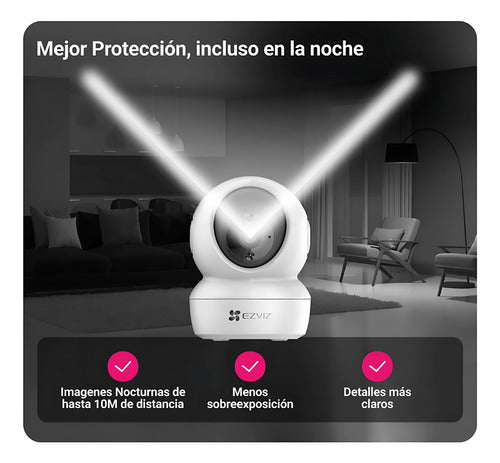 Pack 3x2 Cámaras Seguridad Wifi H6c Pro 2k Interior Ezviz Blanco