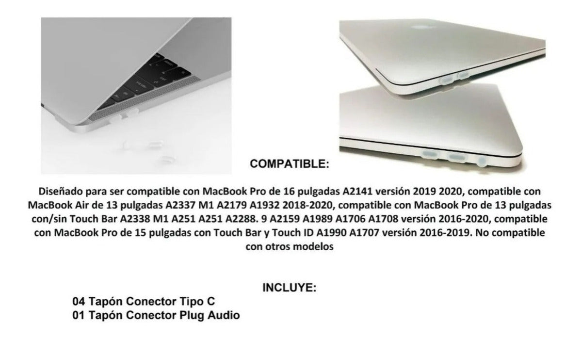 Tapon Silicona Antipolvo 5 Piezas Para Notebook Macbook