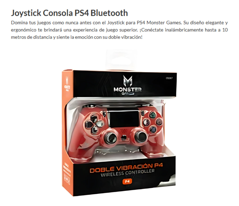 Control Inalámbrico Monster Games D-shock Compatible P4 Rojo