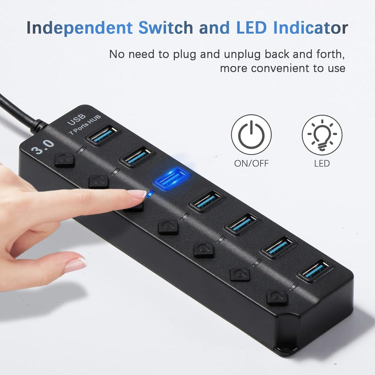 Hub 7 En 1 Usb 3.0 Con 1 Usb 3.0 Y 6 Usb 2.0 Luz Led