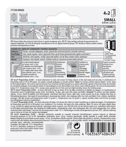 Tiras Adhesivas Click Colgar Cuadro 4x2 Small Tesa Blanco