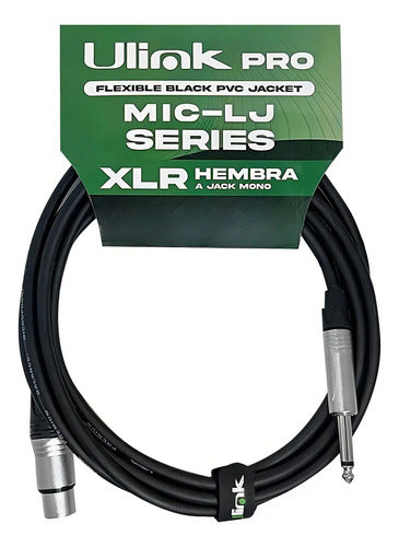 Cable Audio Xlr Hembra Jack Mono 10 Metros Ul-mic-xj6010