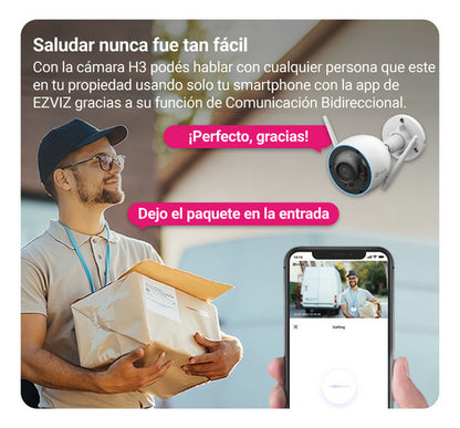 Cámara Seguridad Ip Exterior Wifi H3 3k Sirena Audio Ezviz Blanco