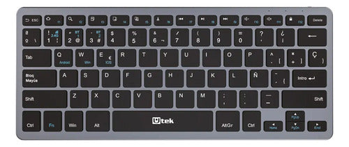 Teclado Inalámbrico Bluetooth Recargable 2,4ghz Y  Usb Negro Español Latinoamérica