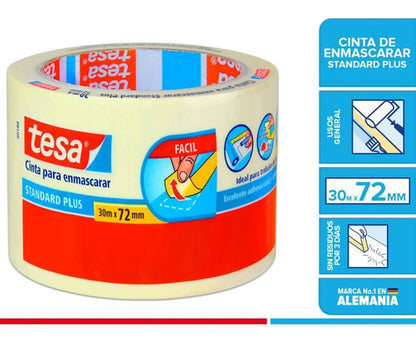 Cinta De Enmascarar Masking Tape 30mt X 72mm Tesa Crema
