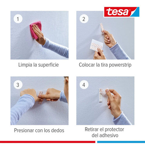 Clavo Adhesivo Ajustable Pared Pintada 2kg Tesa Pack 2 Blanco