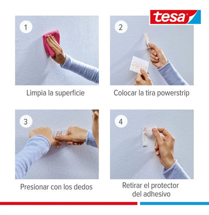Clavo Adhesivo Ajustable Pared Pintada 2kg Tesa Pack 2 Blanco