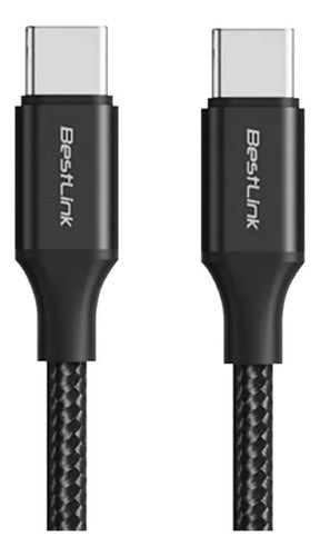 Cable Carga Rápida Usb-c A Usb-c 100w 1m Trenzado Resistente Negro