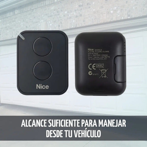 Control Remoto Nice Flo2re 2 Canales Portón Eléctrico Negro