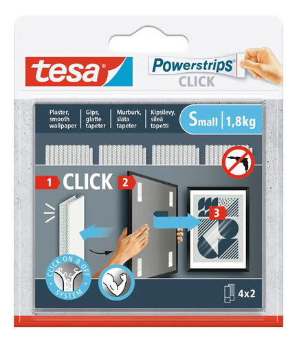 Tiras Adhesivas Click Colgar Cuadro 4x2 Small Tesa Blanco