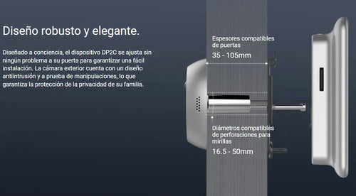 Mirilla Inteligente Full Hd 1080p Wifi C/monitor Dp2c Ezviz Negro