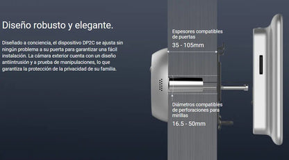 Mirilla Inteligente Full Hd 1080p Wifi C/monitor Dp2c Ezviz Negro