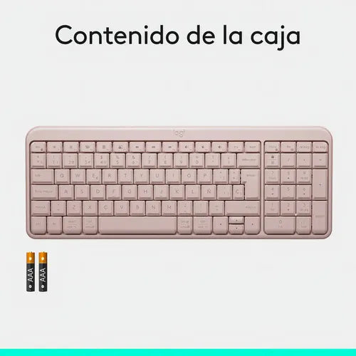 Teclado Inalámbrico Bluetooth Logitech K250 Rosado Rosa Español España