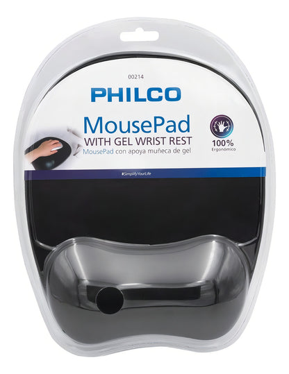 Mouse Pad Con Apoyo Muñecas Ergonómico Gel Negro Philco