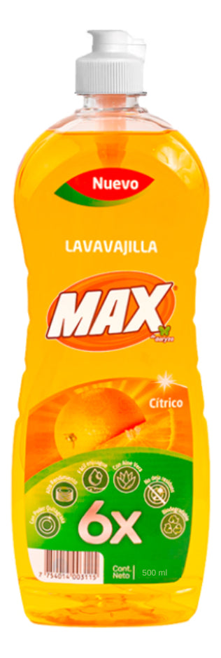Lavaloza Liquido Max 500ml Alto Rendimiento Aroma Cítrico
