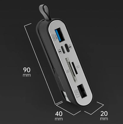 Hub 6 En 1 Entrada Usb 3.0 Usb C Ligthning Pc Smartphone