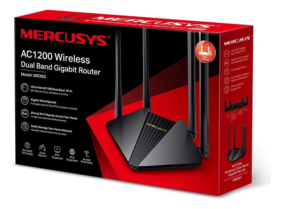 Router Ac1200 Inalámbrico Dual Band Gigabit Mr30g Mercusys