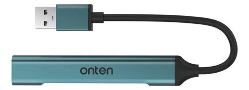 Hub Usb 4 Puertos Onten Otn-5701 Conexión 3.0 Y 2.0 Azul Petróleo