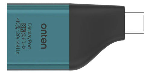 Adaptador Usb-c A Displayport 8k 60hz Compacto Onten Uc103 - Azul Petróleo
