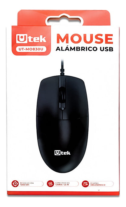 Mouse Alámbrico Usb 1200 Dpi Ut-mo830u