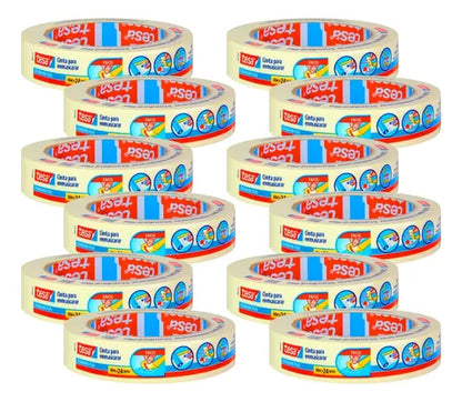 Pack 12 Cintas Enmascarar Masking Tape 24mm X 40 Metros Gk Crema Multipropósito