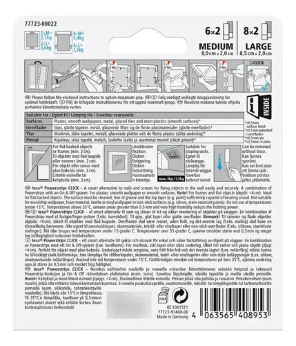 Tiras Adhesivas Click Colgar Cuadro Pack Talla M L Tesa Blanco