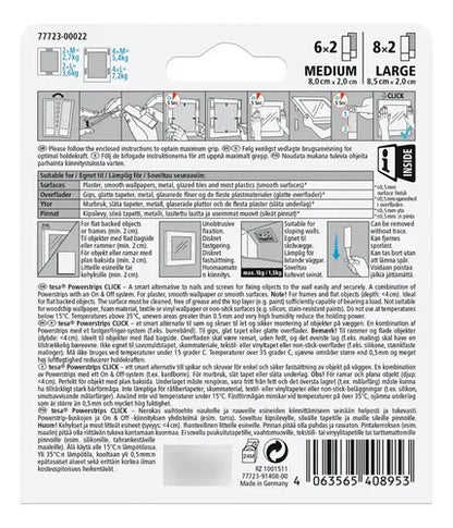 Tiras Adhesivas Click Colgar Cuadro Pack Talla M L Tesa Blanco