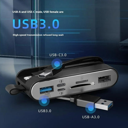 Hub 6 En 1 Entrada Usb 3.0 Usb C Ligthning Pc Smartphone