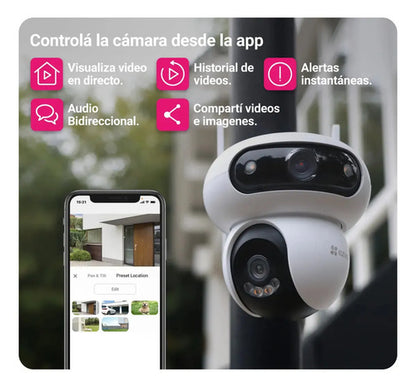 Ezviz H90 Dual 2k+ Cámara De Seguridad Wifi 4mp+4mp Pt 360° Color Blanco