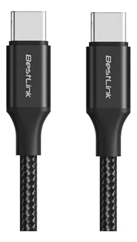 Cable Trenzado Usb-c A Usb-c 60w Bestlink Potencia 1 Metro Negro