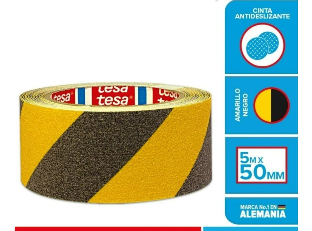 Cinta Antideslizante Negra Amarilla 5m X 50mm Tesa