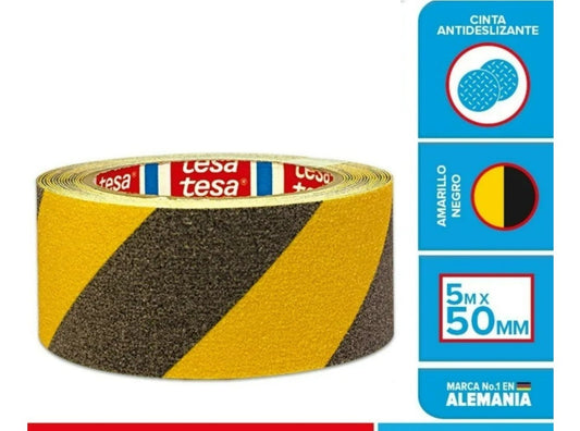 Cinta Antideslizante Negra Amarilla 5m X 50mm Tesa