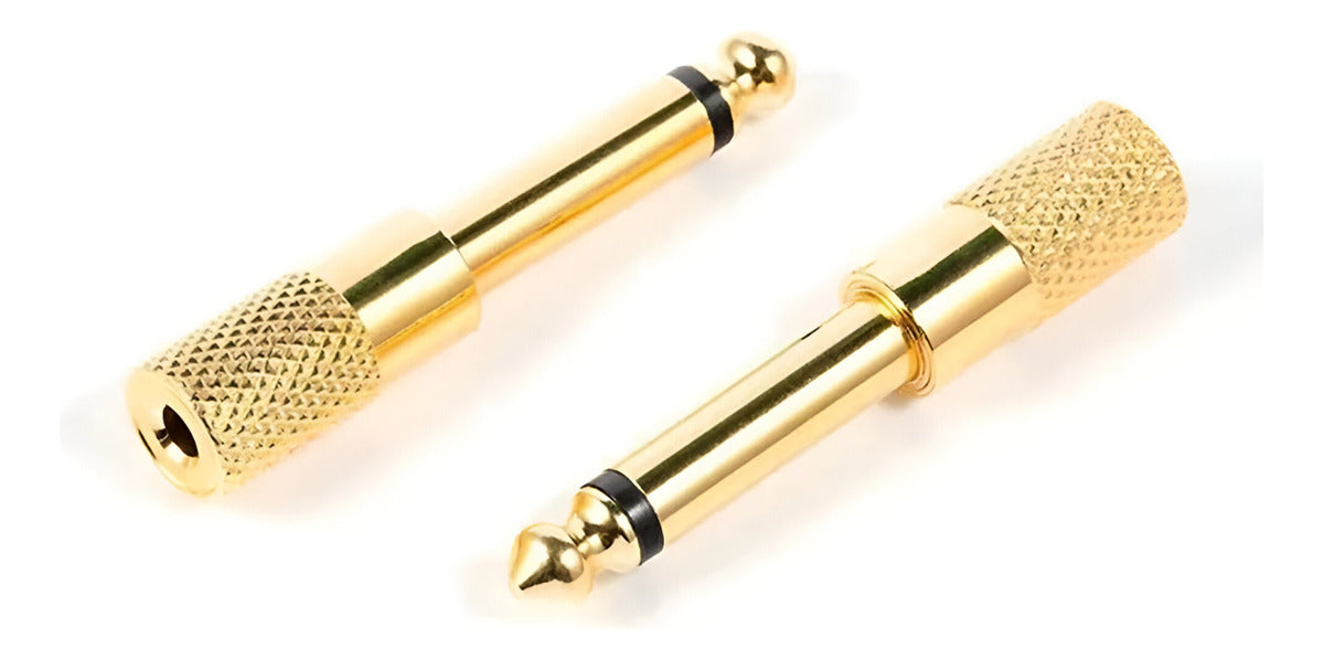Pack 4 Adaptadores Audio Plug 3.5mm A 6.5mm Jack Oro Mono