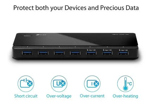 Hub 7 Puertos Usb 3.0 5 Gbps Tplink Uh720 2 Puertos Carga