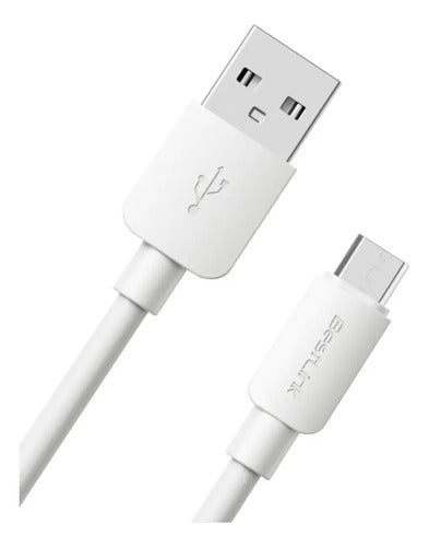 Cable Usb-a A Micro Usb 2m Bestlink 2.4a Carga Rápida Pvc Blanco