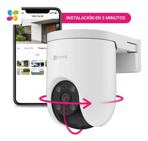 Cámara Panorámica Pt 360 Wifi H8c Pro 2k Ia Ezviz Blanco