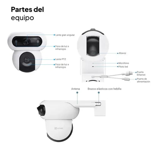 Camara Seguridad Wifi Dual Hb90 2k+ Y Panel Solar Ezviz Blanco