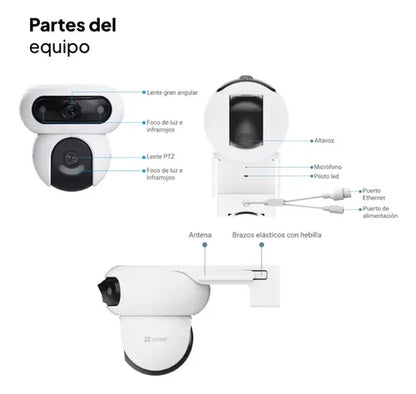 Camara Seguridad Wifi Dual Hb90 2k+ Y Panel Solar Ezviz Blanco