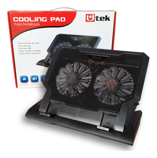 Base Cooler Notebook 12-17  Doble Ventilador De 14cm Utek