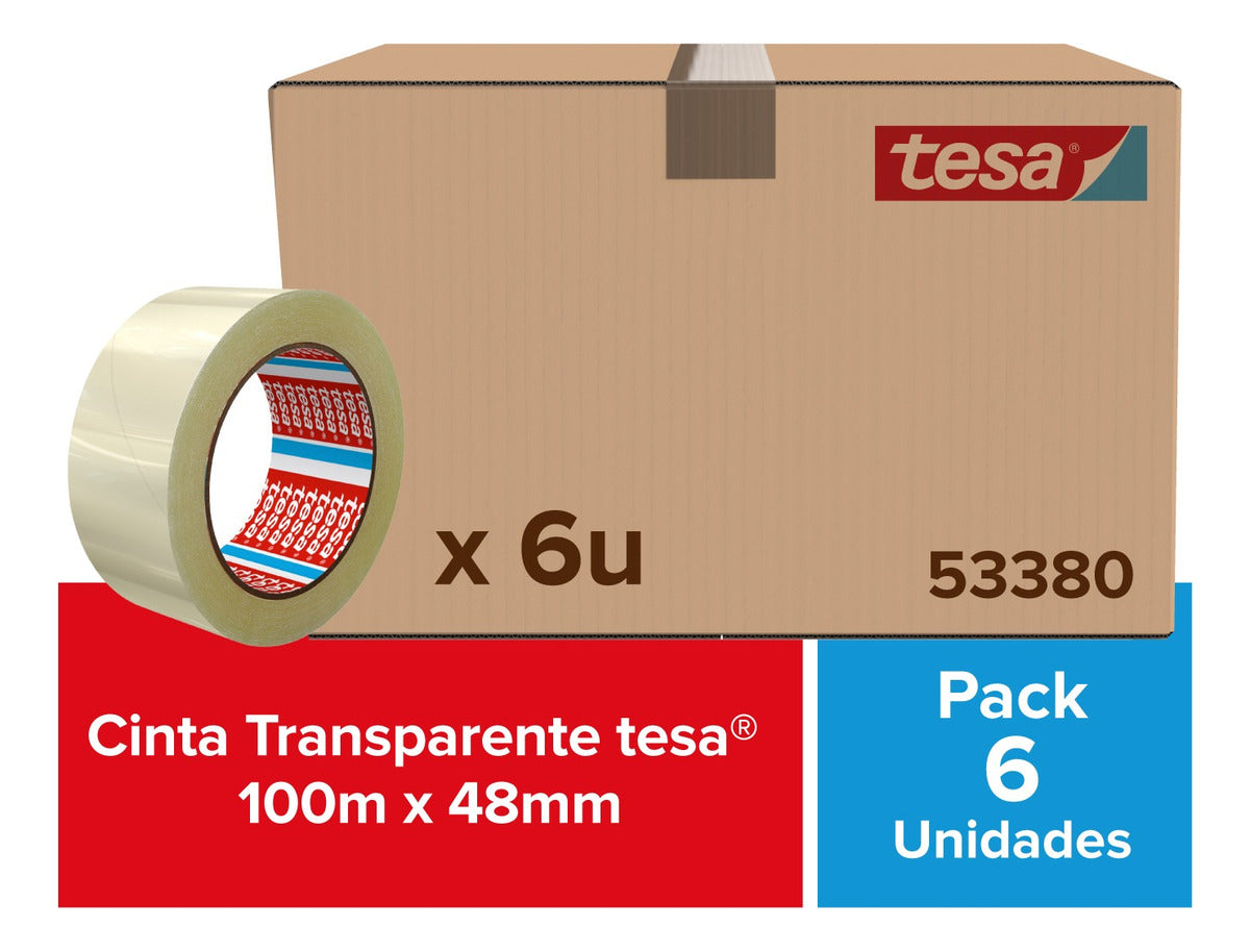 Pack X 6 Cinta Embalaje Transparente 100mx48mm Tesa