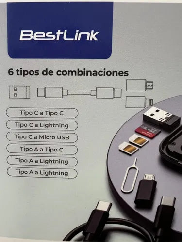 Kit Cable 9 En 1 Portátil Usb Usb Tipo C Micro Usb Micro Sd Negro