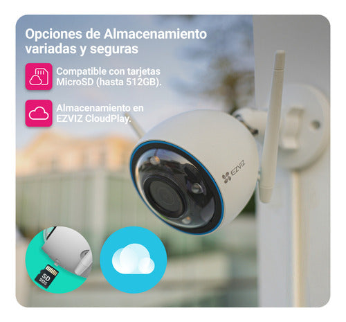 Camara Seguridad Wifi H3 2k Sirena Luz Exterior Audio Ezviz Blanco