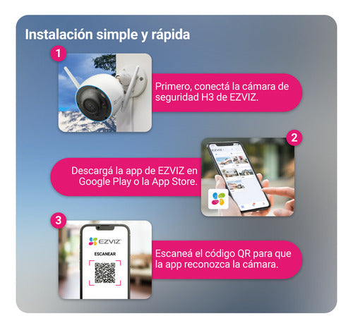 Cámara Seguridad Ip Exterior Wifi H3 3k Sirena Audio Ezviz Blanco