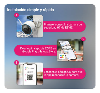 Cámara Seguridad Ip Exterior Wifi H3 3k Sirena Audio Ezviz Blanco