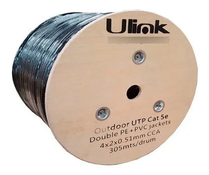 Cable Red Exterior Cat5e Doble Chaqueta Pvc 305 Metros Ulink