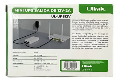 Mini Ups Respaldo Energía 12v 24w Modem Cámaras Ulink Blanco