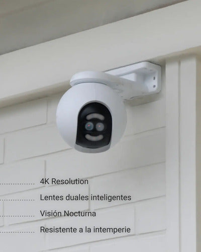 Cámara Seguridad Wifi H80x 4k Ezviz Lente Dual 8mp + 2mp 4mm Deteccion Personas Y Vehiculos Con Ia Blanco