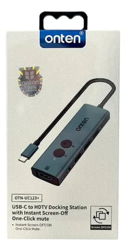 Hub Usb-c 6 En 1 Onten Hdmi 4k Pd 100w Azul Petróleo Otn-uc123+