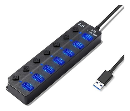 Hub 7 En 1 Usb 3.0 Con 1 Usb 3.0 Y 6 Usb 2.0 Luz Led